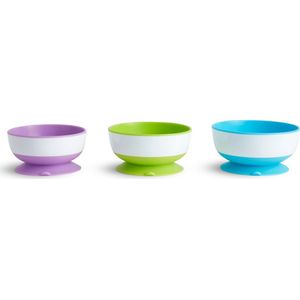 Munchkin Suction Bowls - Kommetjes met Zuignap - Per 3 Stuks - Vaatwasser en Magnetronbestendig - Vanaf 6 Maanden - Paars/Groen/Blauw