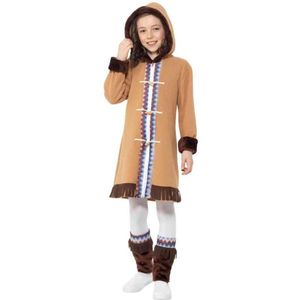 Smiffy's - Eskimo Kostuum - Noordpool Eskimo Koude Benen - Meisje - Bruin - Medium - Carnavalskleding - Verkleedkleding