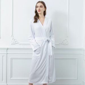 CALIYO Badjas Dames - Kimono - Sauna Badjas - Pyjama Dames - Biologisch Katoen - Wit - M