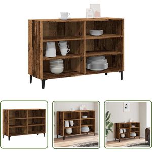 The Living Store Dressoir 103,5x35x70 cm bewerkt hout oud houtkleurig - Dressoir - Tv-meubel - Opbergkast - Vintage Meubels - Landelijke Stijl