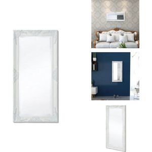 vidaXL Wandspiegel Barok - 100x50 - Wit Houten Frame - Spiegel