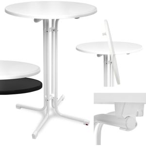 Beautissu Bellini – Inklapbaar Statafel Rond Ø 70 cm Wit – Outdoor Tafel Weerbestendig Hittebestendigheid – Eenvoudige Montage Voorgemonteerd