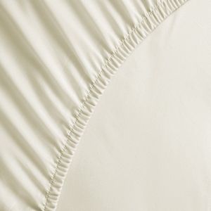 Yellow Percale Katoen Hoeslaken Creme - Eenpersoons (90x210/220) - Natuurlijk Materiaal