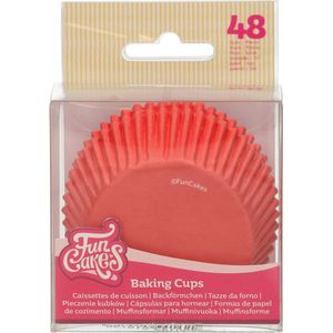 FunCakes Baking Cups Papier - Red - 48 Stuks - Cupcake en Muffin Vormpjes