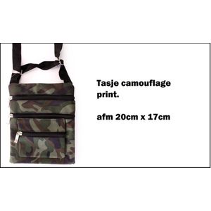 Tasje camouflage print met 3 ritsen - Themaparty thema party feest leger army festival carnaval