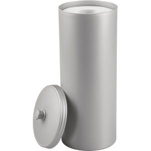 Grote toiletrolhouder met deksel - toiletrolhouder van kunststof (diameter: 16 cm) standaard - toiletpapierdoos ook voor grote rollen - grijs