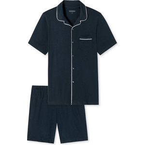 SCHIESSER Fine Interlock shortamaset - heren shortama interlock donkerblauw - Maat: XXL