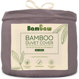 Bamboe Dekbedovertrek | 260 x 240 cm| Ultrazacht | Donkergrijs | Eco Dekbedhoes | Luxe Bamboe Beddengoed | Hypoallergeen Dekbedovertrek | Puur Bamboe viscose rayon Dekbedhoes | Ultra-ademende Stof | Bambaw