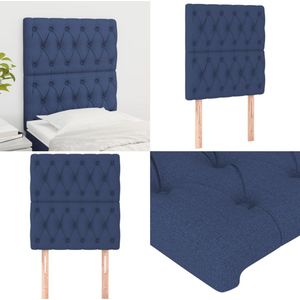 vidaXL Hoofdborden 2 st 80x7x78/88 cm stof blauw - Hoofdbord - Hoofdborden - Hoofdeinde - Houten Hoofdbord