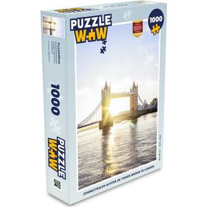Puzzel Zonnestralen achter de Tower Bridge in Londen - Legpuzzel - Puzzel 1000 stukjes volwassenen