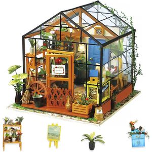 Poppenhuis, 3D-model, knutselset, met verlichting, van hout, voor meisjes, kinderen, 14, 15, 16, 17, 18 jaar tot speelgoed (Cathy's Flower House)