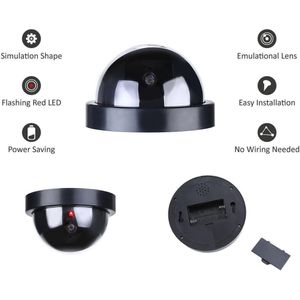 Premium 2x Dummy LED Beveiligingscamera Set met Bewegingssensoren – 12x8cm – Zwart – 2 Stuks | Draadloze Nepcamera Met Rode Led op Batterijen | Knipperende Camera Beveiliging Voor Binnen en Buiten | Buitencamera | CCTV Dome Bewakingscamera