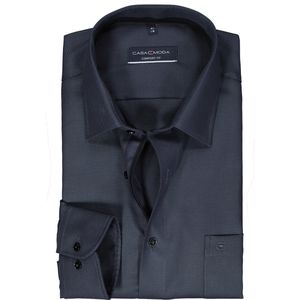 CASA MODA comfort fit overhemd - structuur - zwart - Strijkvriendelijk - Boordmaat: 40