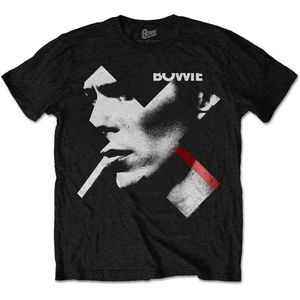 David Bowie - X Smoke Red Heren T-shirt - S - Zwart