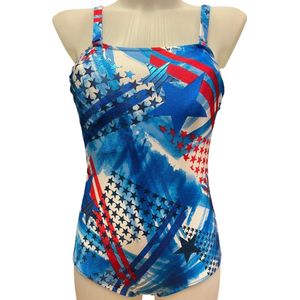 Badpakken- Corrigerend badpak- Dames badpak- Nieuwe collectie corrigerend zwempak- Bikini badmode 789- Blauw met VS vlag details- Maat 38