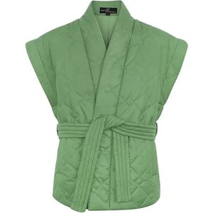 Dames Gilet - Groen - Maat M - Borduursel - Matchende riem