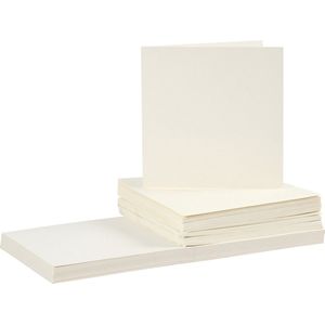 Kaarten En Enveloppen, 15x15 cm, 16x16 cm, Off-white, 50 Set, 1 Doos