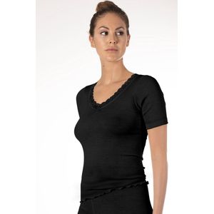 Nina von C dames wollen T-shirt met kant - 46 - Zwart