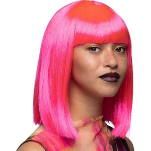 Boland - Pruik Dance neon roze Roze,Neon - Steil - Halflang - Vrouwen - - 80's & 90's