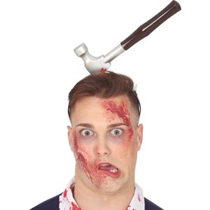 Halloween/horror verkleed diadeem - hamer door hoofd - kunststof - verkleedaccessoires