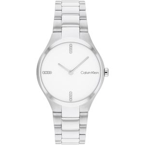 Calvin Klein CK25200332 Admire Dames Horloge - Mineraalglas - Staal - Zilver - 30 mm breed - Quartz - Vouw/Vlindersluiting - 3 ATM (spatwater)