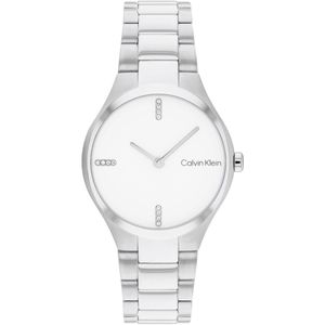 Calvin Klein CK25200332 Admire Dames Horloge - Mineraalglas - Staal - Zilverkleurig - 30 mm breed - Quartz - Vouw/Vlindersluiting - 3 ATM (spatwater)