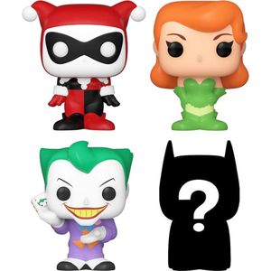 Funko Bitty Pop! - DC Batman 4-Pack Serie 3 – Harley Quinn 156 – Poison Ivy 157 – The Joker 155 + Mystery