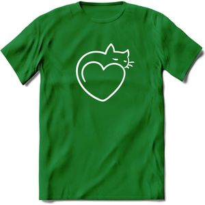 Sleepy Cat - Katten T-Shirt Kleding Cadeau | Dames - Heren - Unisex | Kat / Dieren shirt | Grappig Verjaardag kado | Tshirt Met Print | - Donker Groen - M