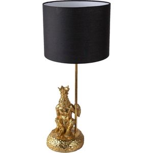 Bureaulamp Aap Ø 23*45 cm E27/max 1*60W Goudkleurig, Zwart Kunststof Tafellamp