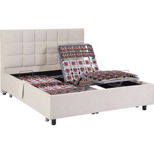 Vente-unique Elektrische decoratieve relaxbedbodem, 2 x 65 noppen - 2 x 80 x 200 cm - Stof - Beige - PITUS van DREAMEA L 214 cm x H 110 cm x D 171 cm