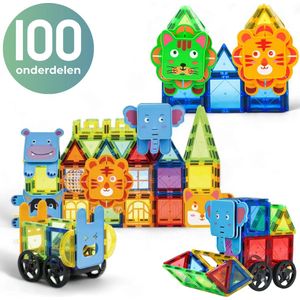 Magnetisch Speelgoed 100 stuks - Bouwspeelgoed -- Magnetic Tiles - Bouwblokken - Magna - Magneten Speelgoed - Magnetische Tegels - Bouwstenen - Montessori Speelgoed - Educatief Speelgoed - Jongens en Meisjes - Cadeau voor Sinterklaas