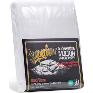 Superieur Molton Kussenslopen - 60x70cm - 2 Stuks - Beschermt Uw Hoofdkussens. Dikke katoenen molton kwaliteit. Met rits
