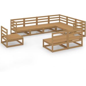 vidaXL Loungeset - Loungesets - Tuinsets - Tuinsets - 9-delige Loungeset massief grenenhout honingbruin