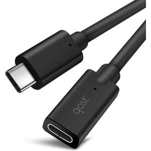 Qost - USB-C 3.1 Gen2 - Verlengkabel - 1 Meter - 3A 60W - Male to Female - Extension Cable - 4K video