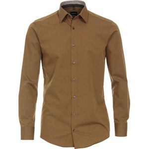 VENTI modern fit overhemd - popeline - okergeel - Strijkvriendelijk - Boordmaat: 38