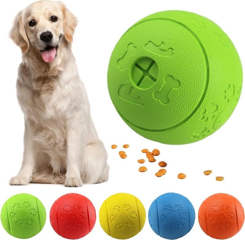 Hondenbal Snackbal Hondenspeelgoed Voedselbal Behandelspeelgoedbal gemaakt van rubber Niet-giftige bijtbestendige speelgoedbal voor huisdieren Honden IQ-trainingsbal (groen)