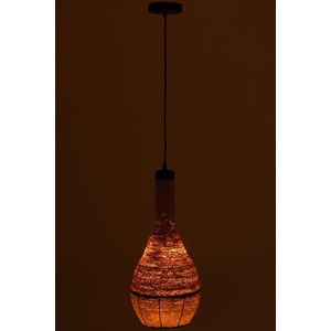 J-line - Hangende Lamp Peer Lijnen Zeegras Naturel/zwart - 24x24x56cm