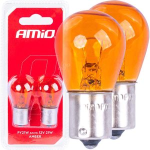 AMiO Universele Halogeen Oranje BAU15S Voor Knipperlicht P21W (12V) (Set)