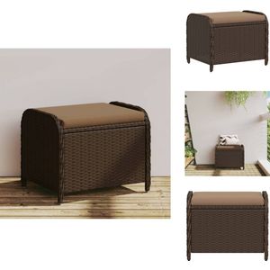 vidaXL Tuinkruk - Tuinkrukken - Krukje - Rattan Krukje - Tuinkruk met kussen 58x46x46 cm poly rattan bruin