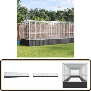 vidaXL Volière met verlengstuk - Staal - Zilver Volière - Volières - Vogelvolière - Parkietenkooi