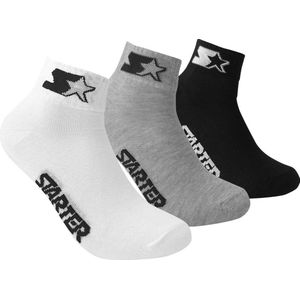 Starter - 12-Pack Quarter Socks - 12 Paar Sokken - 35 - 38 - Grijs/Wit/Zwart