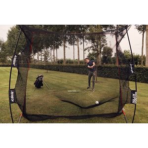 Rukket - Golf accessoires - Golfmat + Golfnet - Speciaal voor thuis oefenen - Verbeter je swing - Inclusief reistas - Zwart - Met Tri-Turf afslagmat