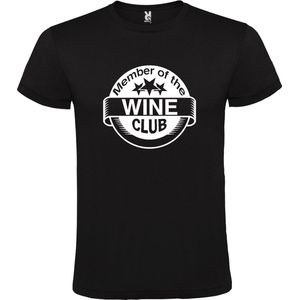 Zwart T shirt met ""Member of the Wine Club "" print Wit size XS