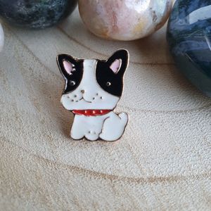Enamel pin, broche, speldje, verzamelen, kleding versieren, Franse bulldog