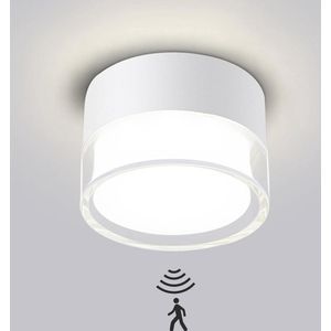 LED opbouwspot met radar bewegingsmelder 12W 4000K - Ø10cm - aluminium matte textuur - spots voor plafond - trapverlichting - wit