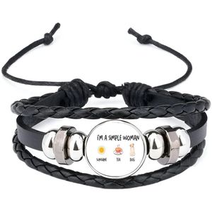 Akyol - i'm a simple woman sunshine, tea, dog armband zwart - Quotes - vrouwen die simpel zijn - quotes - verjaardagscadeau - verjaardag - cadeau - kado - geschenk - gift