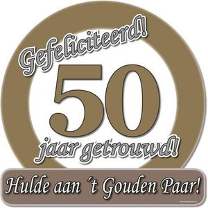 Huldeschild 50 jaar getrouwd metallic 50x50cm 50 jaar getrouwd