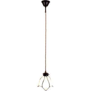 LumiLamp Hanglamp Tiffany Ø 18*115 cm E14/max 1*25W Wit, Bruin Glas, Metaal Hanglamp Eettafel Hanglampen Eetkamer