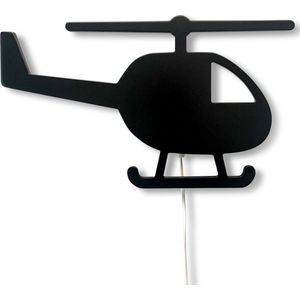 Houten wandlamp kinderkamer | Helikopter - zwart | toddie.nl