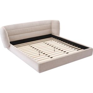 Vente-unique Bed 160 x 200 cm met ingekeept hoofdbord - Boucléstof - Beige - LARUMO van Maison Céphy L 210 cm x H 82 cm x D 236 cm